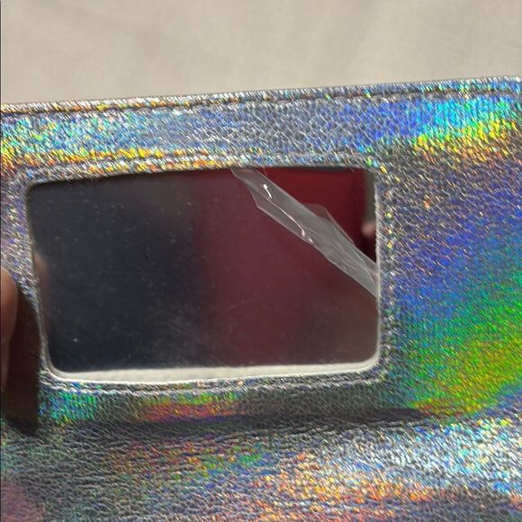 Silver Iridescent Clutch with Chain Strap - Picture 5 of 8